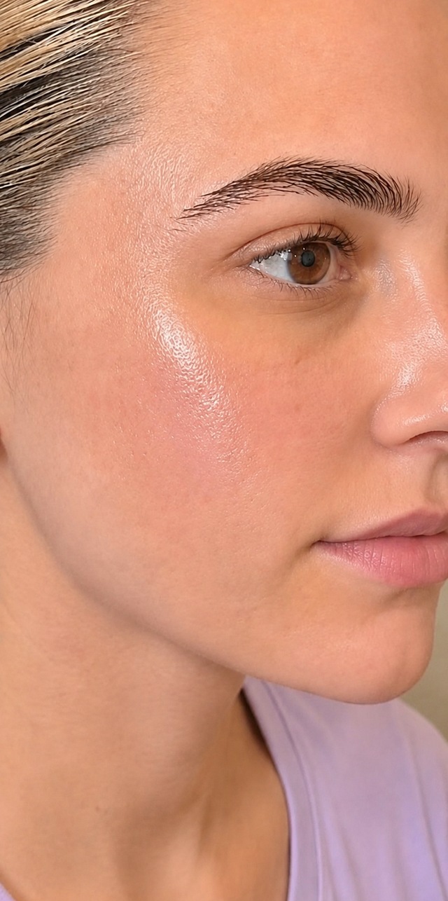 Client's face after Dermapen microneedling treatment at Portland Body Clinic