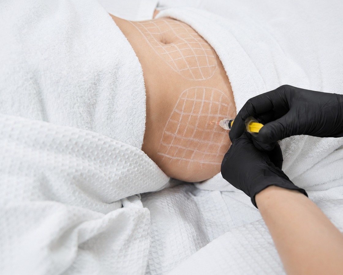 Fat dissolving injections being performed at Portland Body Clinic Cardiff