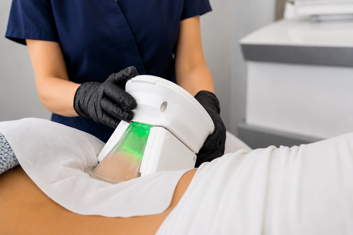 Applicator in place during a 360 Fat Freezing treatment at Portland Body Clinic